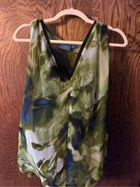 Simply Vera Vera Wang Olive Green & Navy Watercolor V-Neck Cami